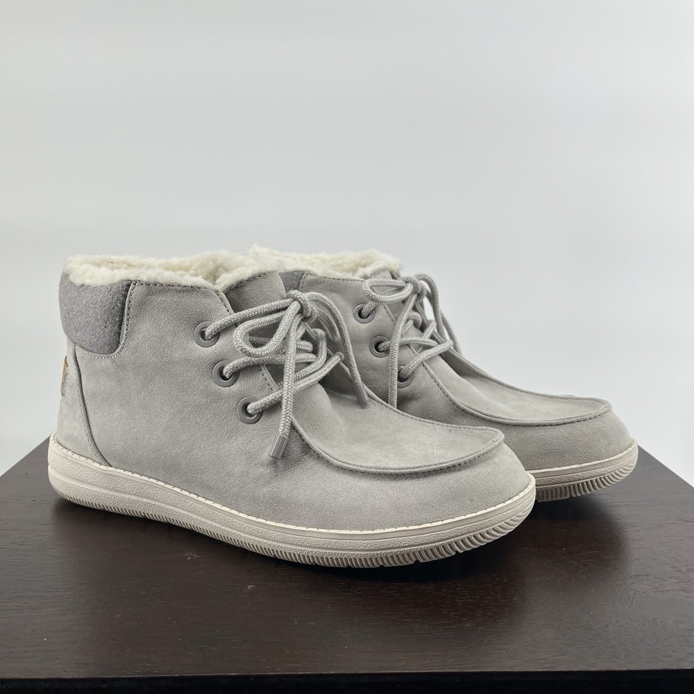 SO Women's Ankle Boots Size 6 Gray Ivy Wool Faux Fur Chukka